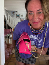 Upload image to gallery, SAC EN CUIR ROSE FRAMBOISE iMPRESSION SERPENT SOPHIE