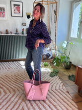 Charger l'image dans la galerie, SAC CABAS GEORGES CUIR GRAINÉ ROSE