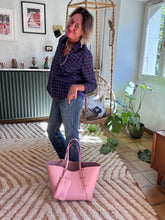 Charger l'image dans la galerie, SAC CABAS GEORGES CUIR GRAINÉ ROSE