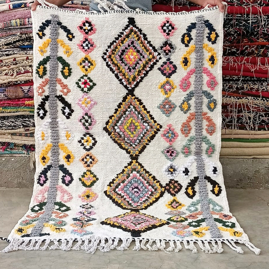 Tapis Béni Ouarain Neuf tissé sur un Kilim Neuf Ice 5