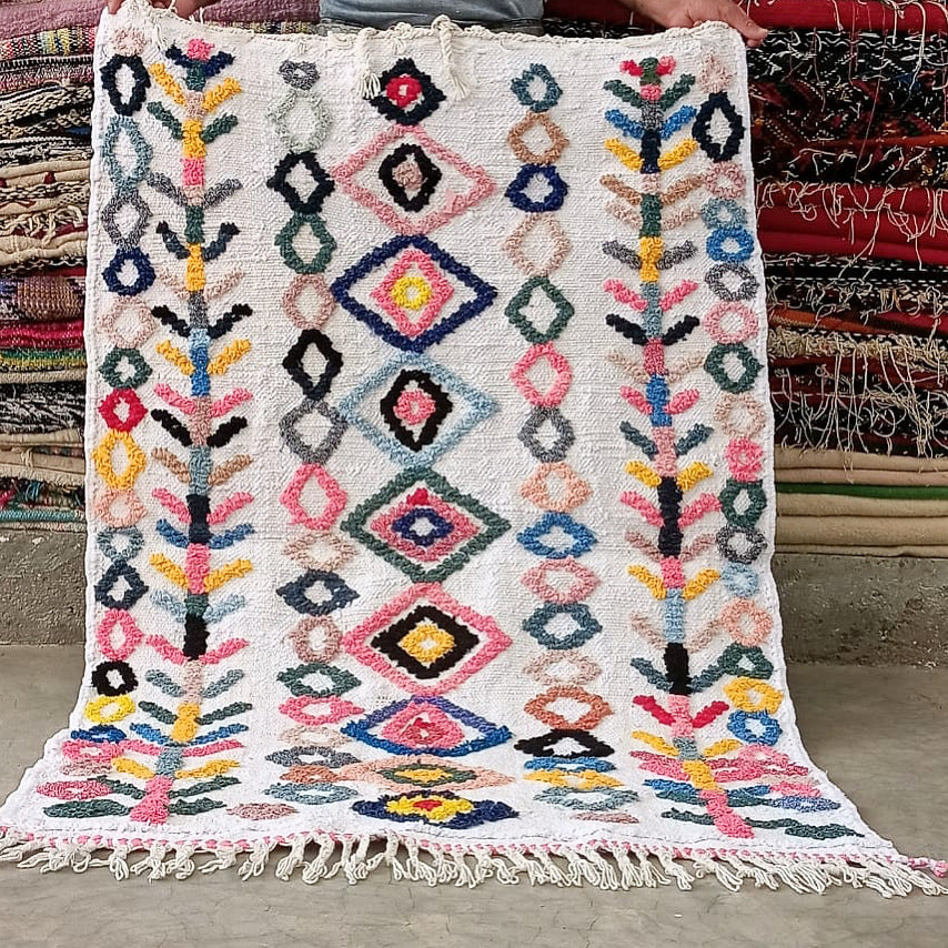 Tapis Béni Ouarain Neuf tissé sur un Kilim Neuf Ice 7