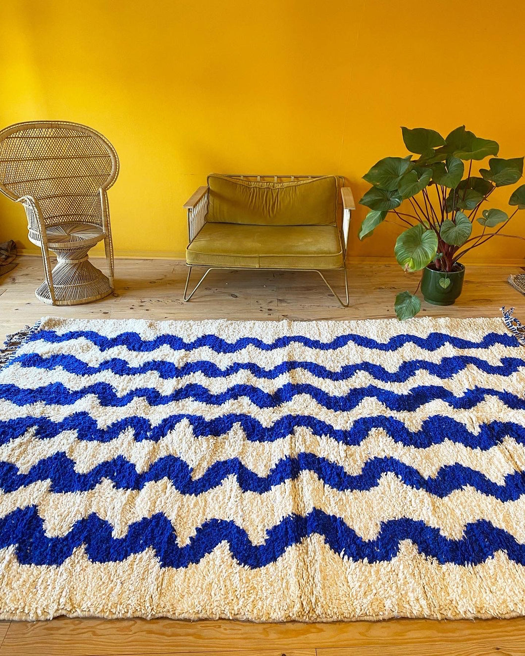 Tapis Béni Ouarain Neuf Vagues d’amour Magic Bleu