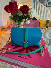 Charger l&#39;image dans la galerie, Sac Bee By Sandra Tout en Cuir Bleu et Vert
