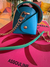 Charger l&#39;image dans la galerie, Sac Bee By Sandra Tout en Cuir Bleu et Vert
