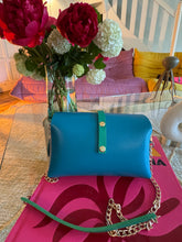 Charger l&#39;image dans la galerie, Sac Bee By Sandra Tout en Cuir Bleu et Vert
