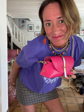 Upload image to gallery, SAC EN CUIR ROSE FRAMBOISE iMPRESSION SERPENT SOPHIE
