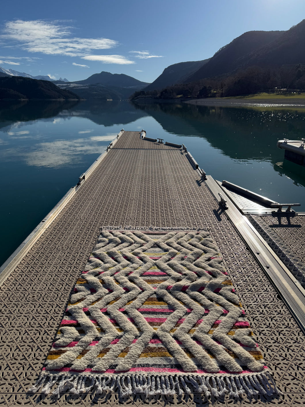 Tapis Béni Ouarain Neuf tissé sur un Kilim Neuf Lake 2