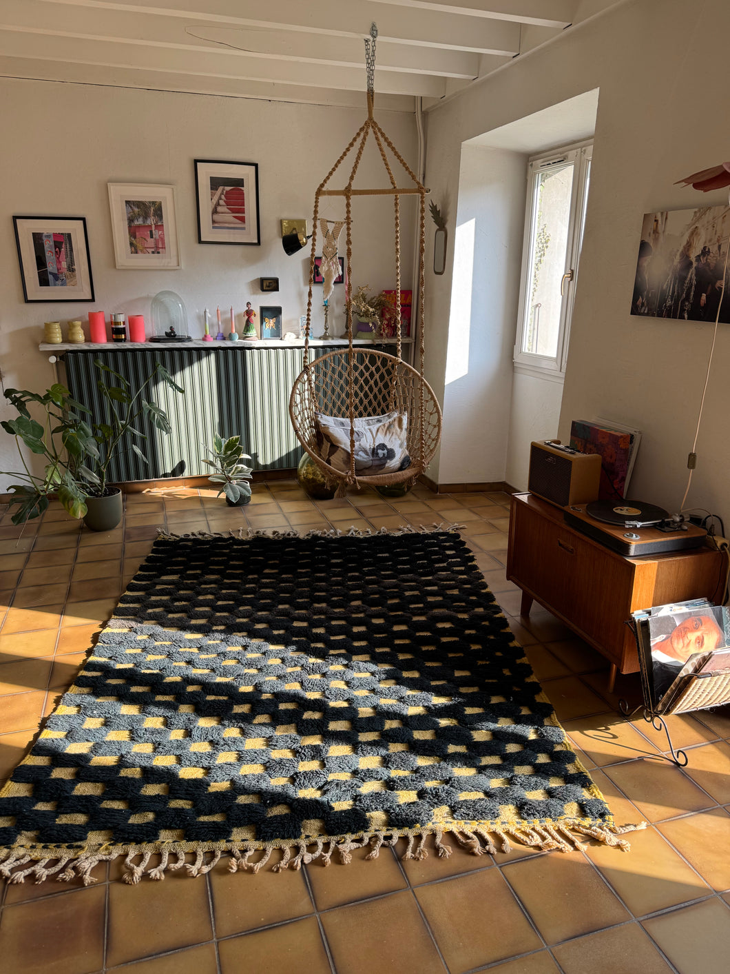 Tapis Béni Ouarain Neuf tissé sur un Kilim Vintage Iris 4