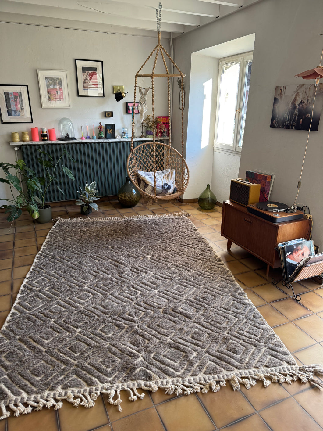 Tapis Béni Ouarain Neuf tout en relief tissé sur un Kilim Neuf Eléa 4