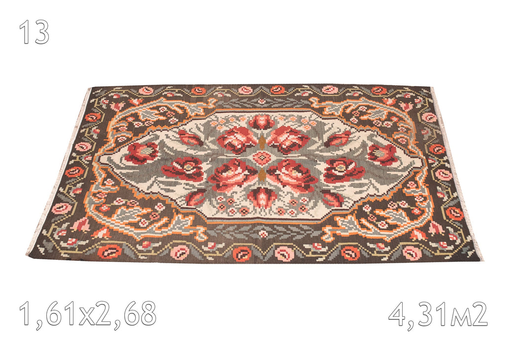 Tapis De Moldavie Laine Bouillie Ancien Fleurs