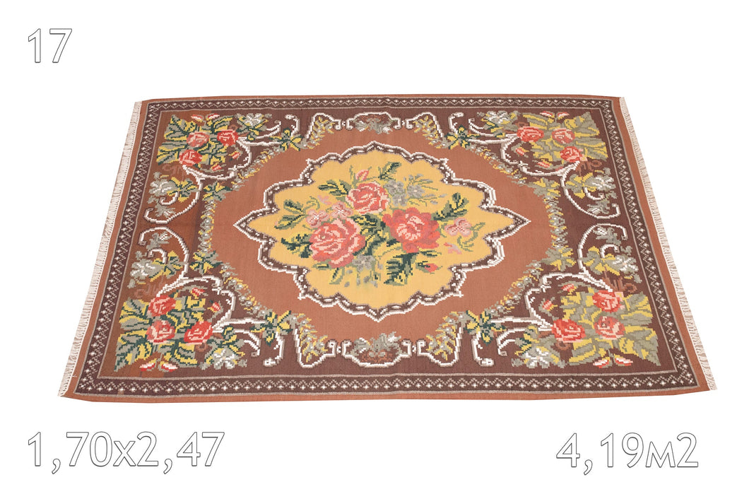 Kilim Bessarabie Tissé en Laine Ancien Motif Floral