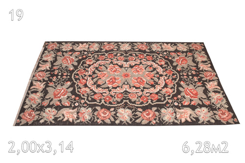 Tapis kilim Bessarabie Tissé en Laine Vintage Motif Floral