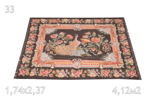 Kilim Moldave Laine Bouillie Vintage Fleurs