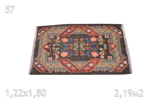 Tapis kilim De Moldavie Laine Bouillie Vintage Motif Floral