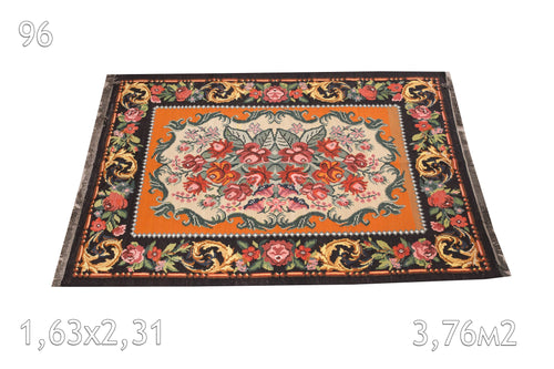 Tapis Moldave Laine Bouillie Vintage Fleurs