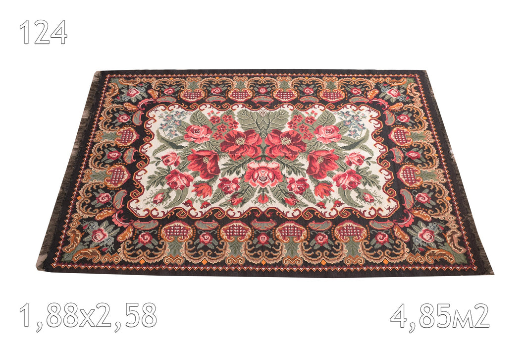 Tapis kilim Moldave Laine Vintage Motif Floral