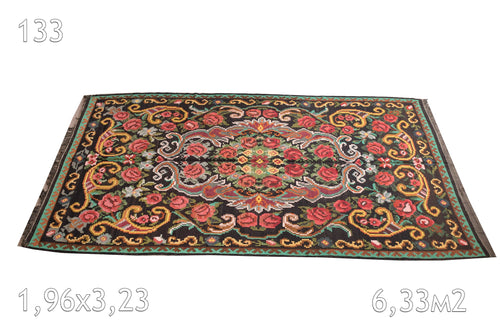 Tapis Bessarabie Tissé en Laine Ancien Fleurs