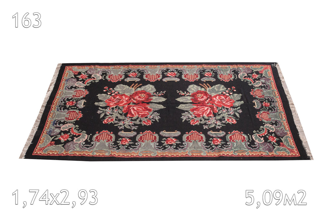 Tapis De Moldavie Laine Bouillie Vintage Motif Floral