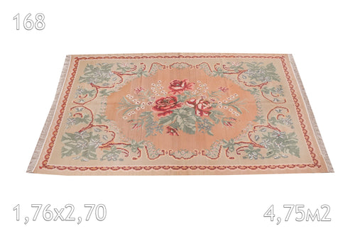 Kilim Moldave Tissé en Laine Vintage Fleurs