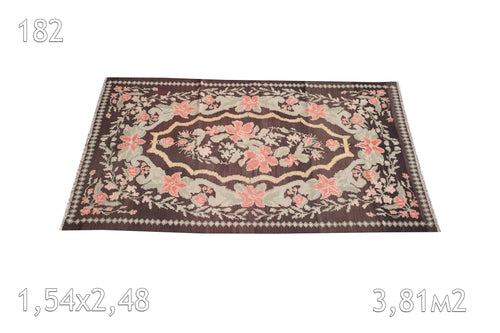 Kilim Bessarabie Laine Ancien Fleurs