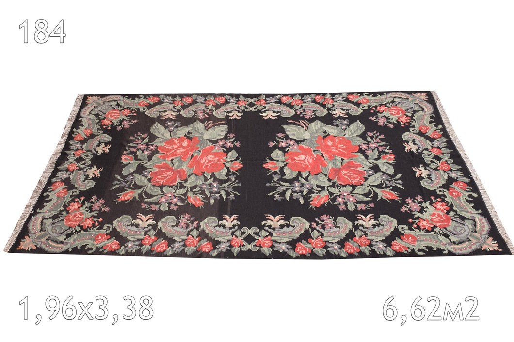 Kilim Moldave Laine Bouillie Vintage Fleurs