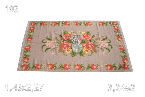 Tapis Bessarabie Laine Ancien Motif Floral