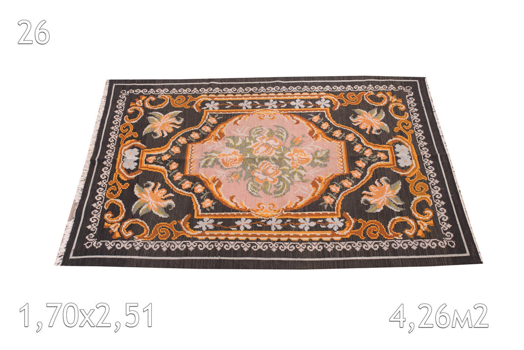 Kilim De Moldavie Laine Bouillie Vintage Fleurs