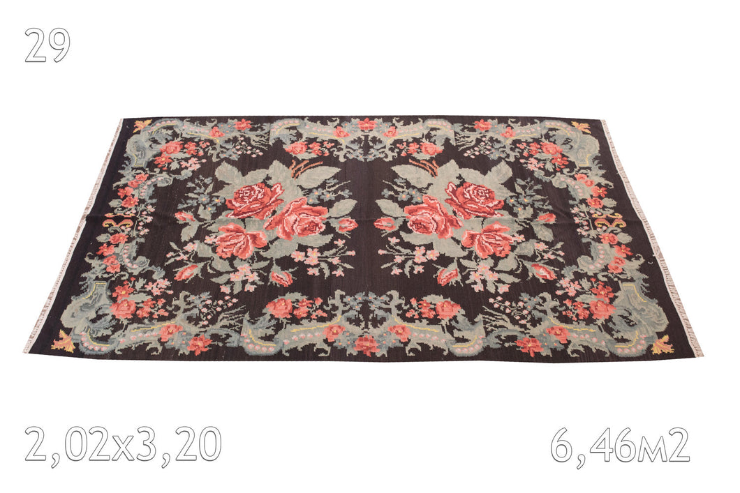 Tapis De Moldavie Laine Bouillie Ancien Fleurs