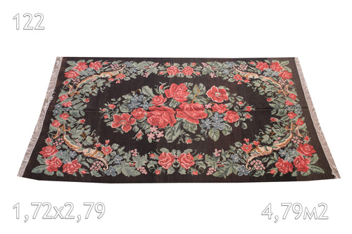 Tapis Moldavie Tissé en Laine Ancien Fleurs