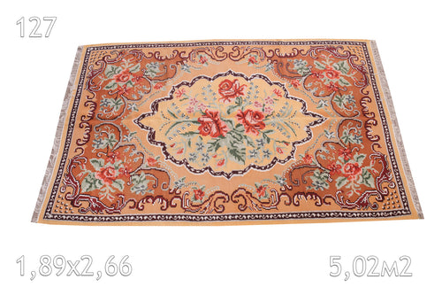 Tapis kilim Bessarabie Laine Bouillie Vintage Fleurs