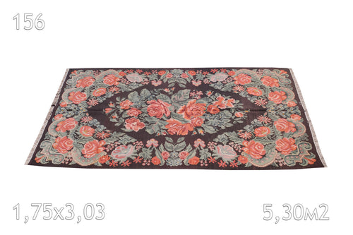 Tapis kilim Moldavie Laine Vintage Fleurs