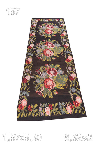 Tapis Moldavie Tissé en Laine Ancien Fleurs