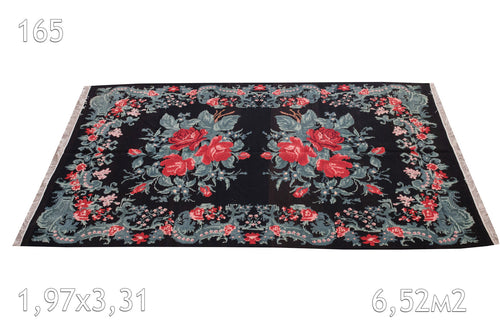 Tapis kilim Bessarabie Tissé en Laine Ancien Fleurs