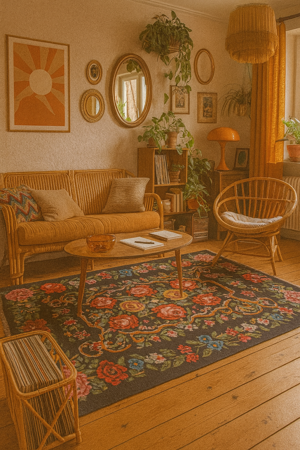 Tapis moldave dans décor années 70